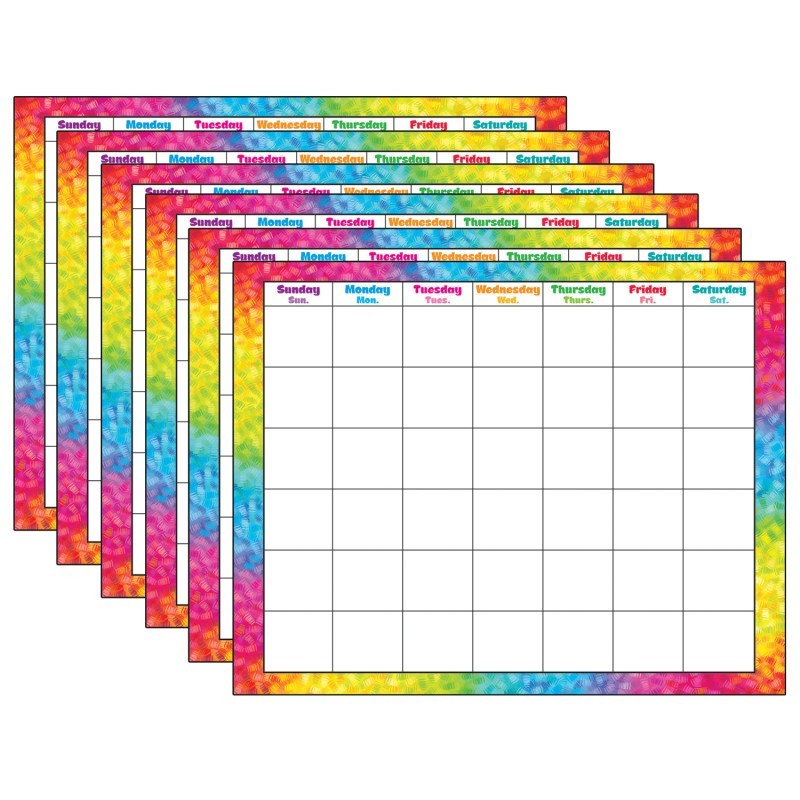TREND Colorful Brush Strokes Wipe-Off® Calendar, Monthly, Pack of 6