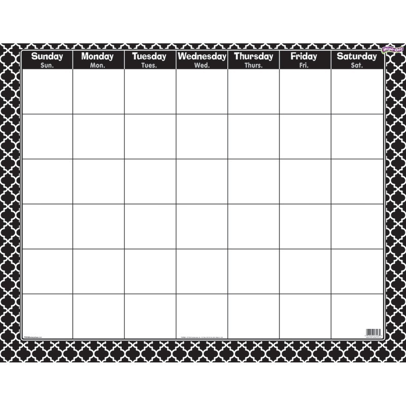 TREND Moroccan Black Wipe-Off® Calendar, Monthly