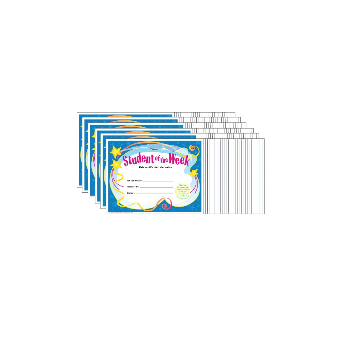 TREND Student of The Week Colorful Classics Certificates, 30 Per Pack, 6 Packs