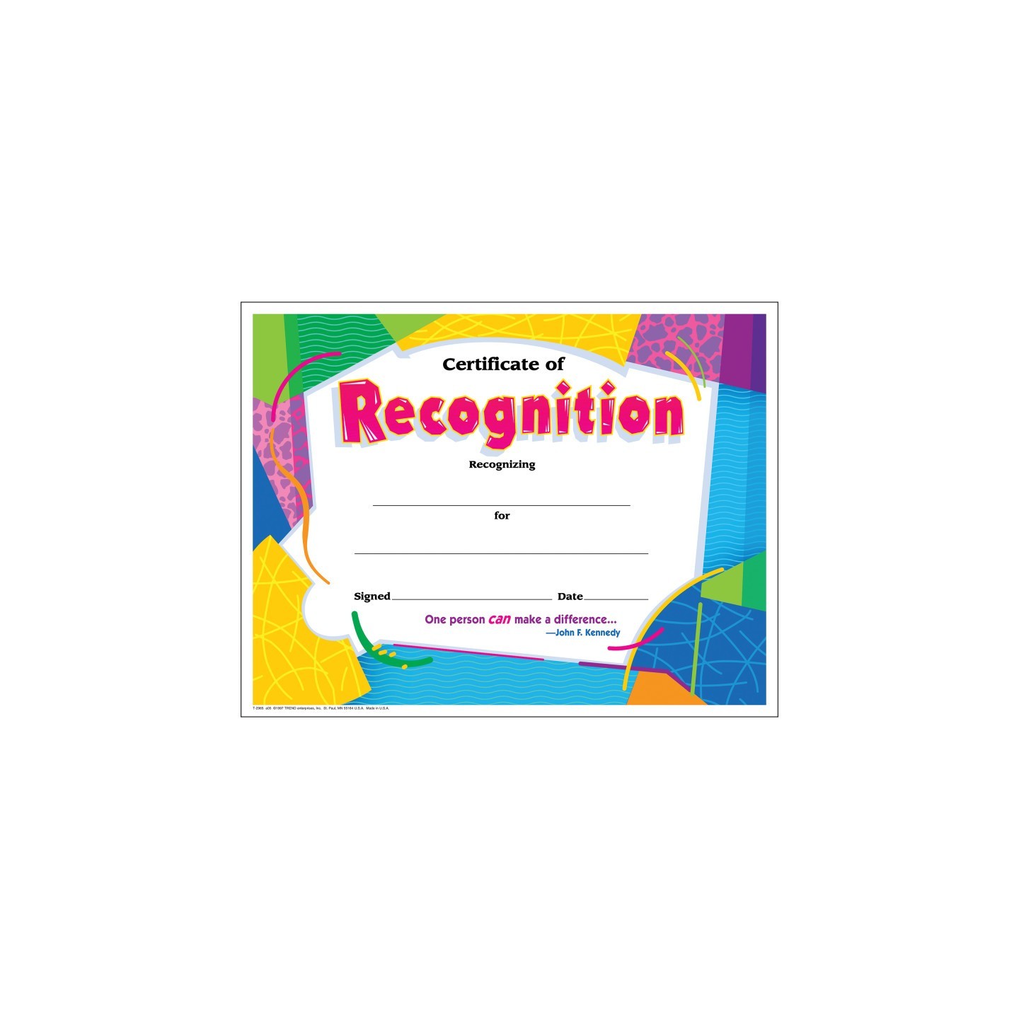 TREND Certificate of Recognition Colorful Classics Cert's., 30 ct
