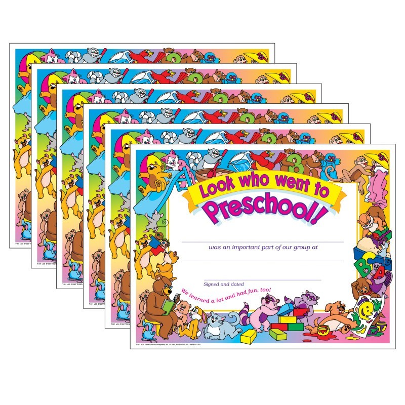 TREND Look who went to Preschool! Certificate, 30 Per Pack, 6 Packs