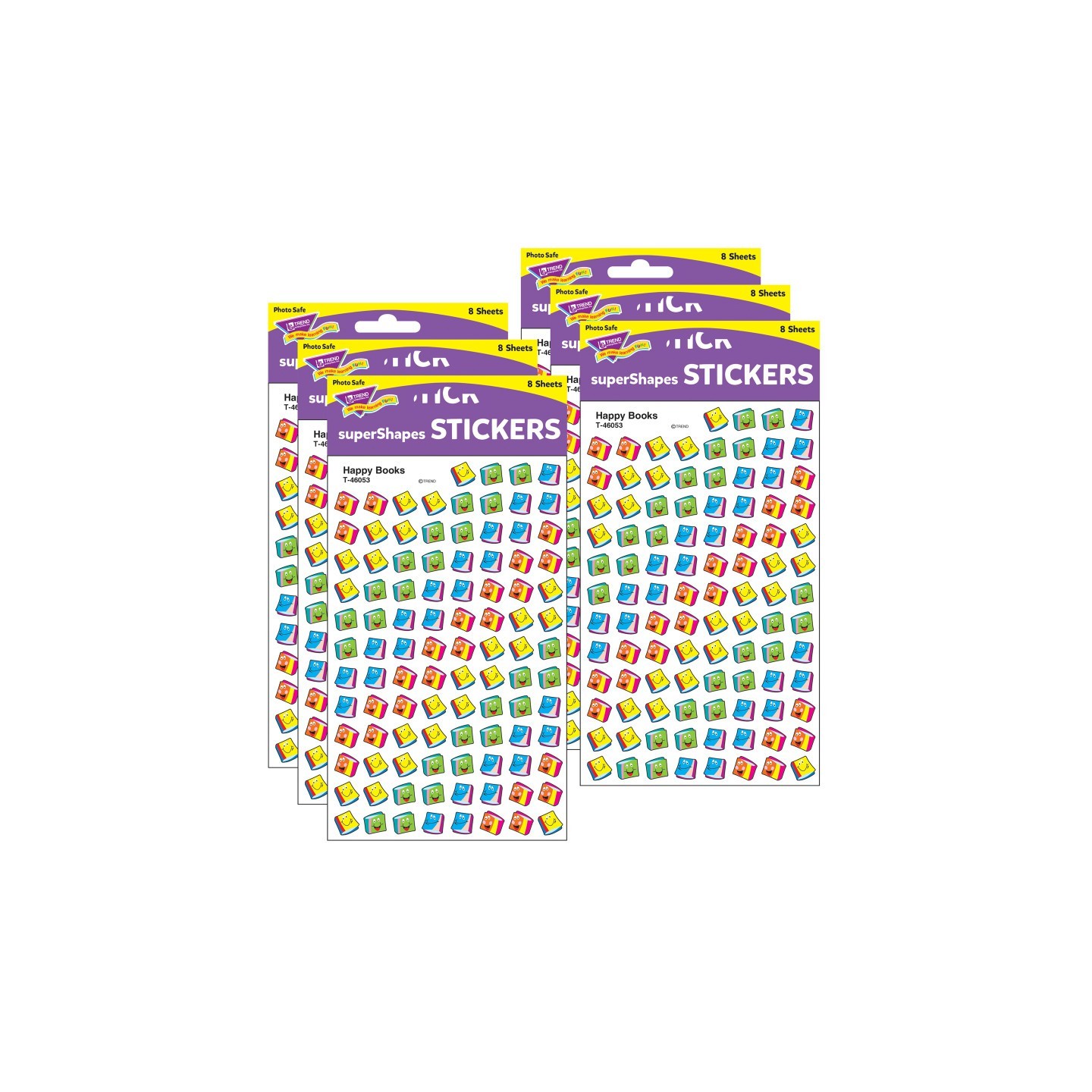 TREND Happy Books superShapes Stickers, 800 Per Pack, 6 Packs
