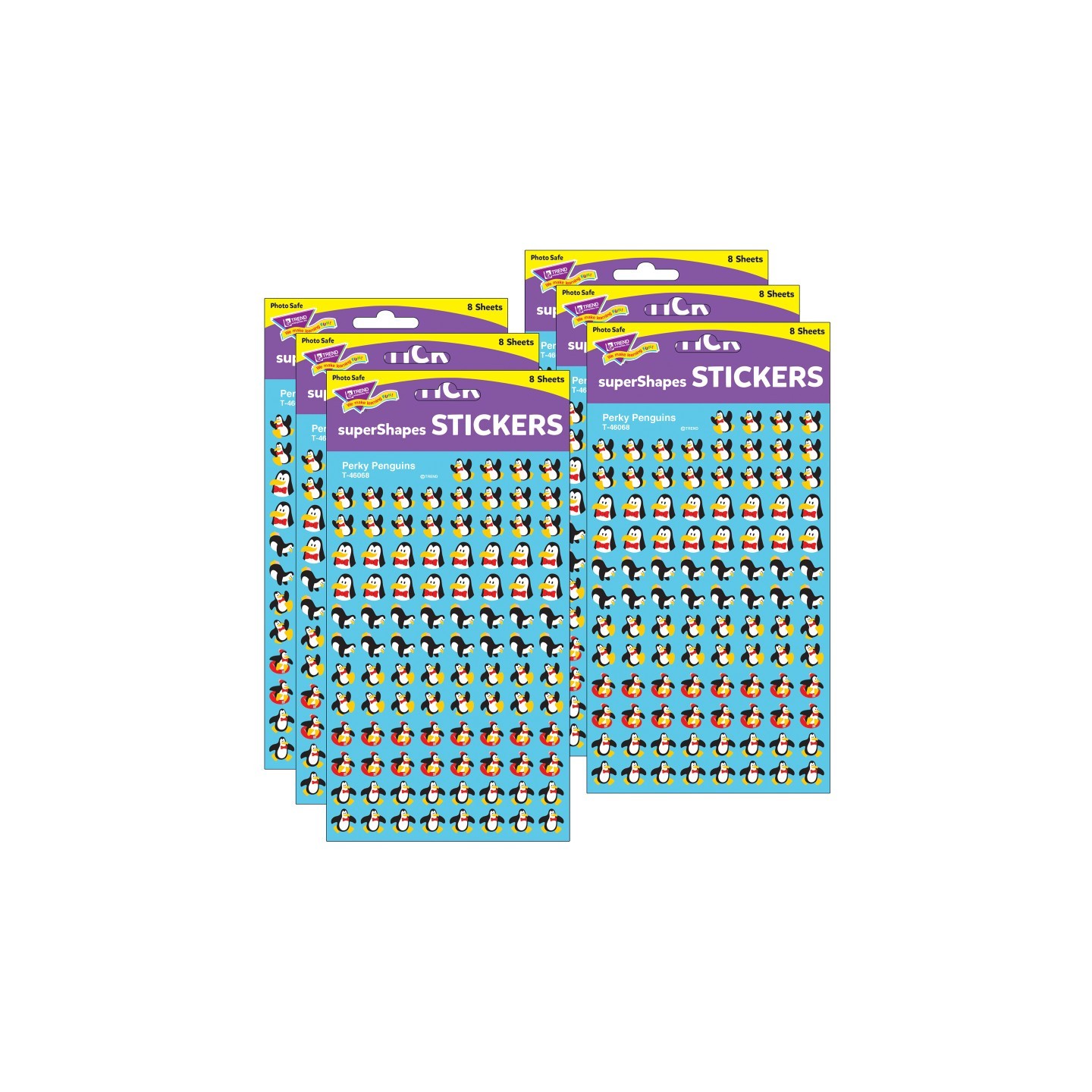TREND Perky Penguins superShapes Stickers, 800 Per Pack, 6 Packs