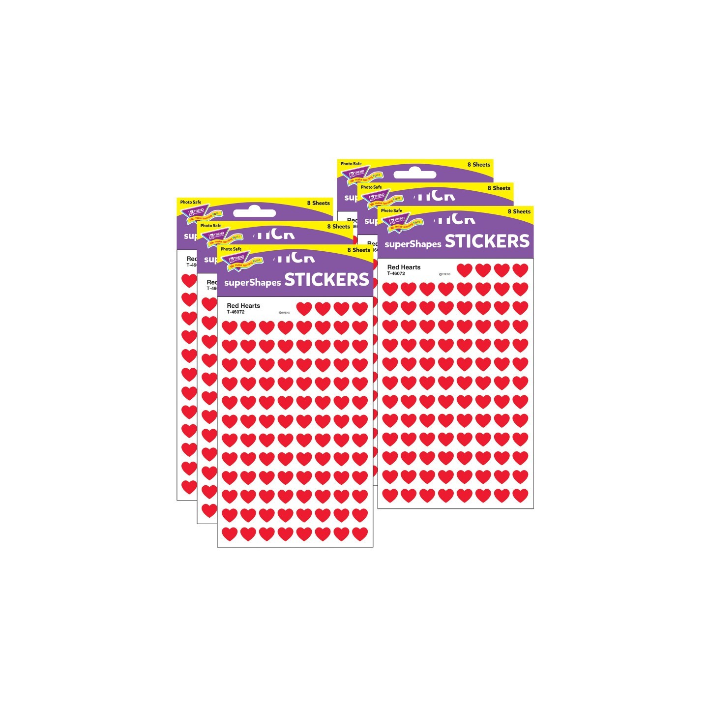TREND Red Hearts superShapes Stickers, 800 Per Pack, 6 Packs