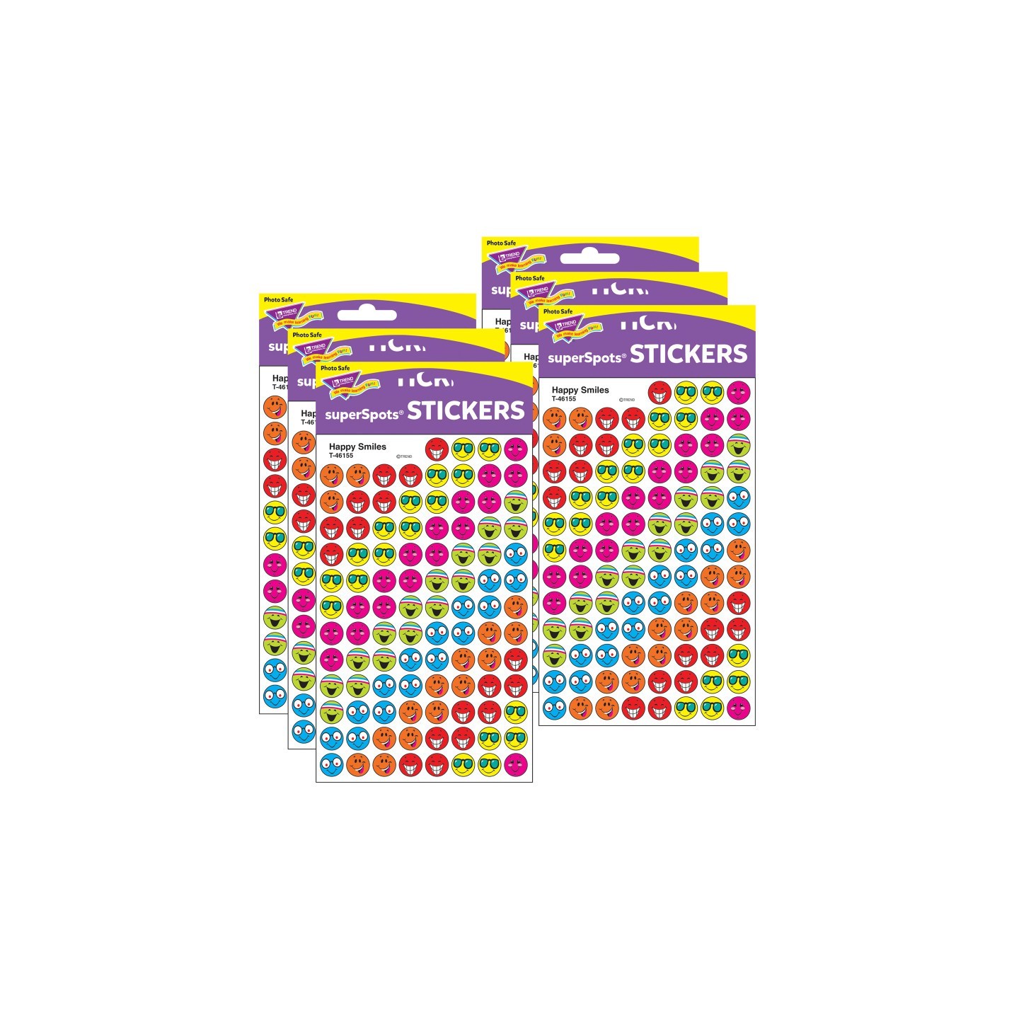 TREND Happy Smiles superSpots® Stickers, 800 Per Pack, 6 Packs