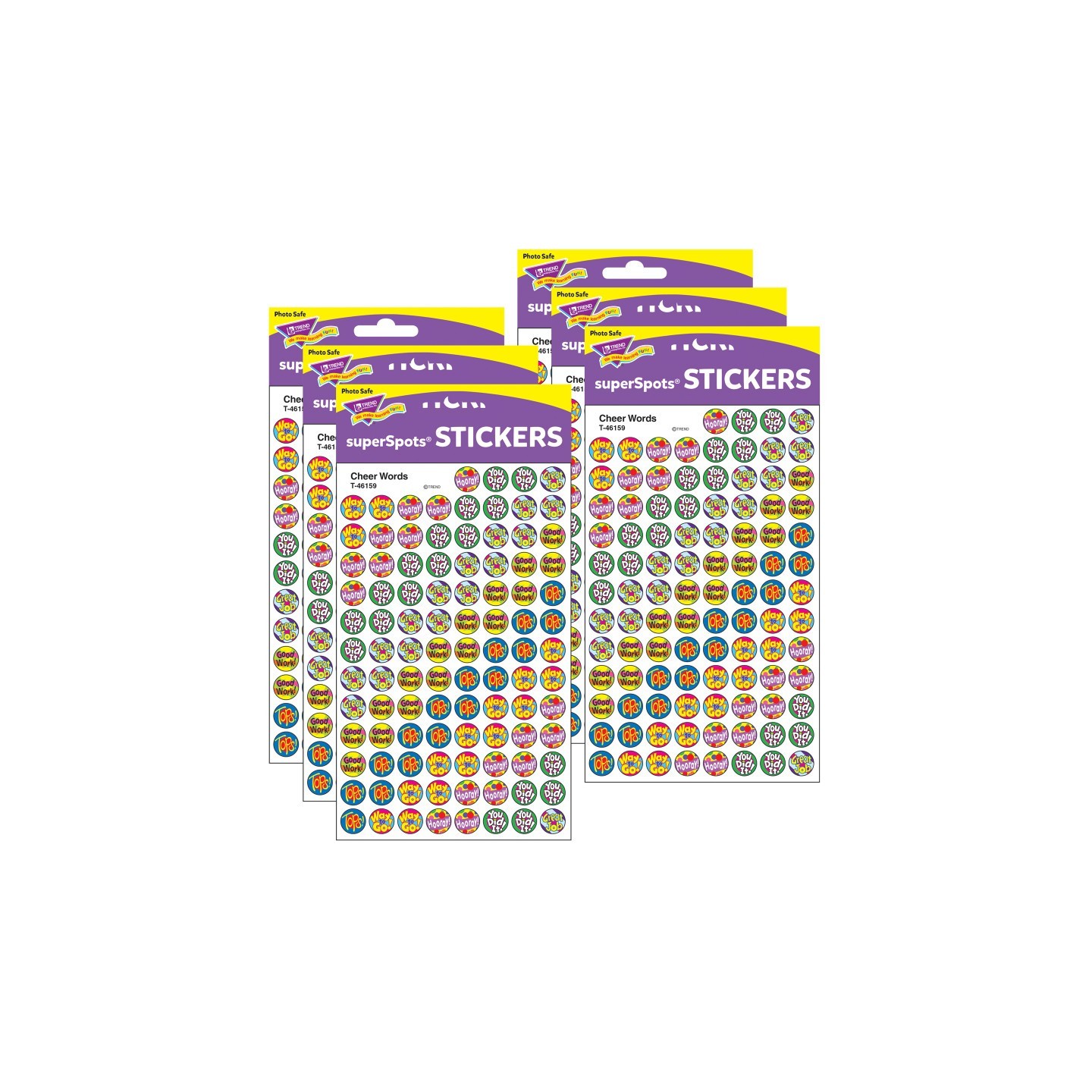 TREND Cheer Words superSpots® Stickers, 800 Per Pack, 6 Packs