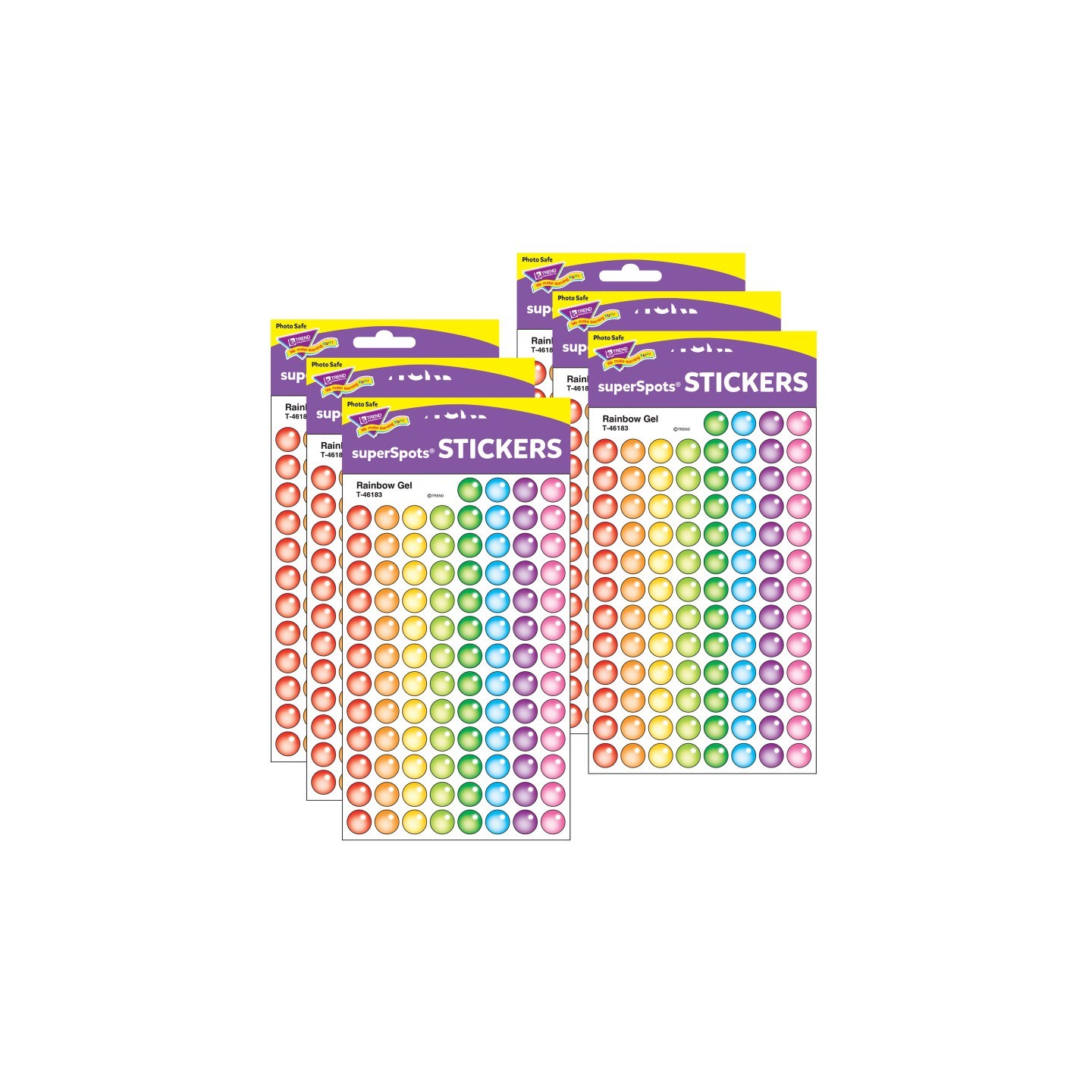 TREND Rainbow Gel superSpots® Stickers, 800 Per Pack, 6 Packs