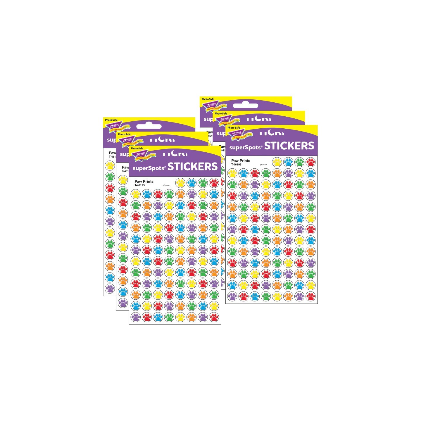 TREND Paw Prints superSpots® Stickers, 800 Per Pack, 6 Packs