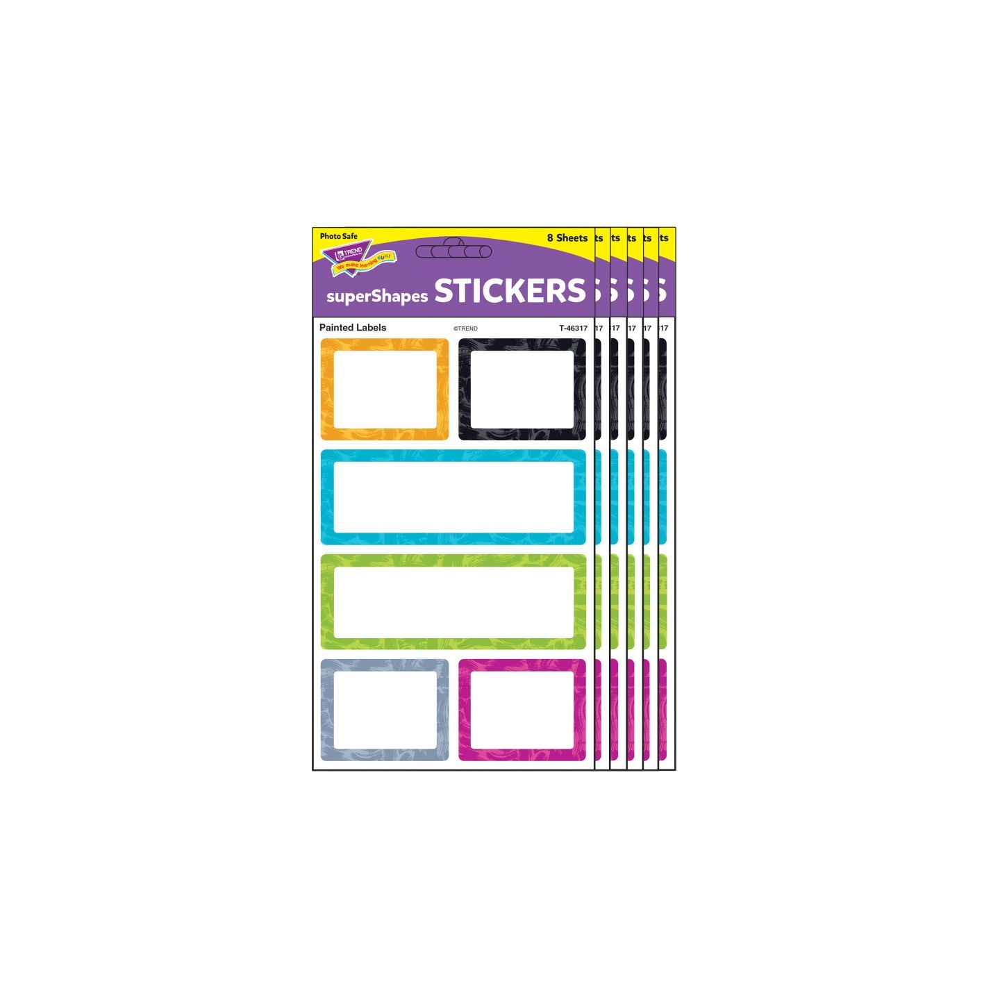 TREND Color Harmony Painted Labels superShapes Stickers - Large, 24 Per Pack, 6 Packs