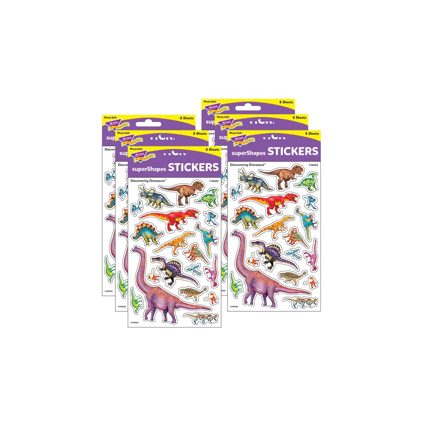 TREND Discovering Dinosaurs® superShapes Stickers-Large, 152 Per Pack, 6 Packs