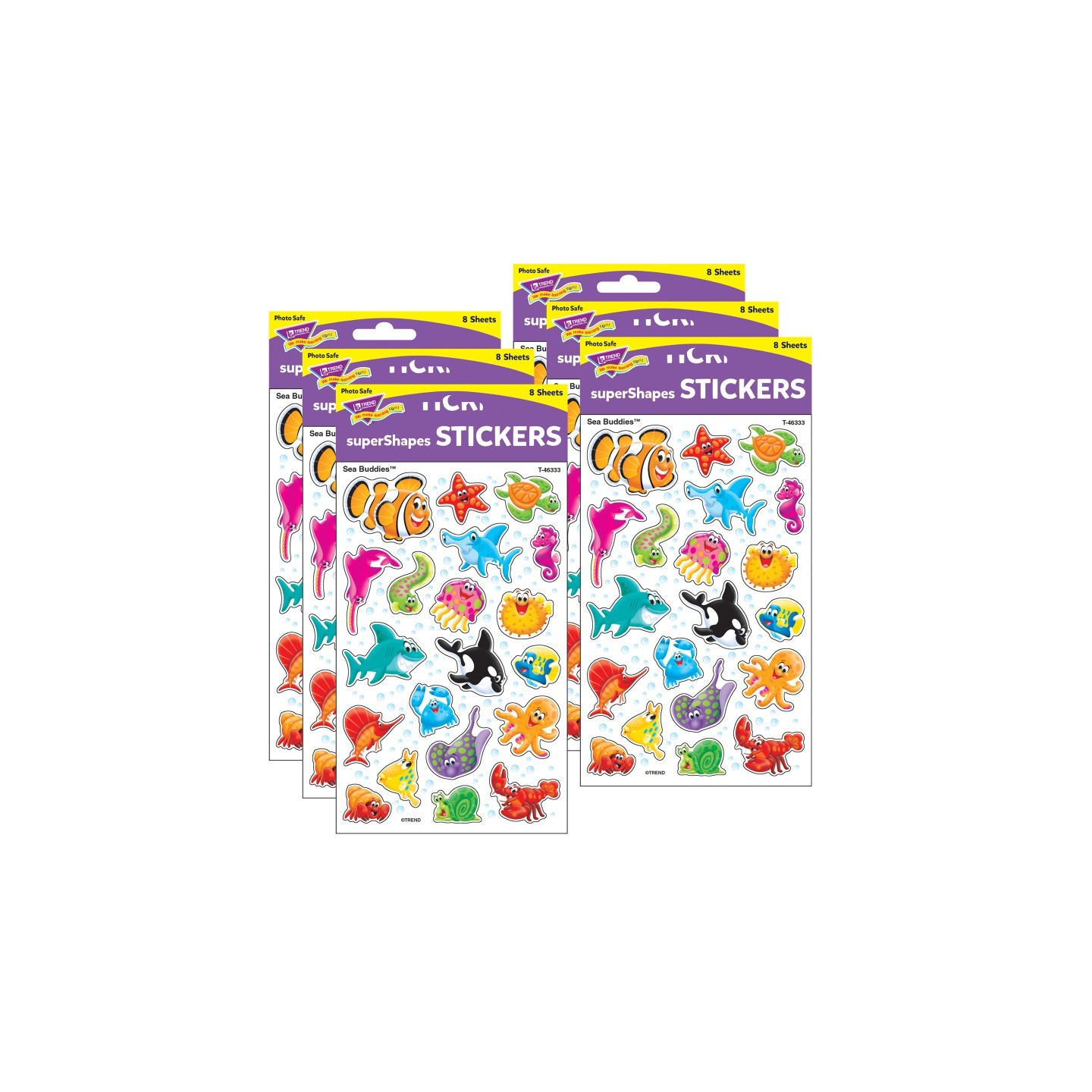 TREND Sea Buddies™ superShapes Stickers-Large, 160 Per Pack, 6 Packs