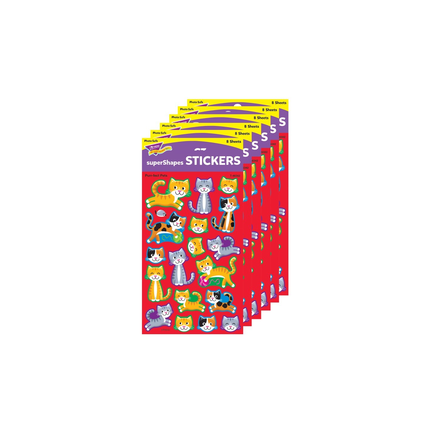 TREND Purr-fect Pets superShapes Stickers-Large, 144 Per Pack, 6 Packs
