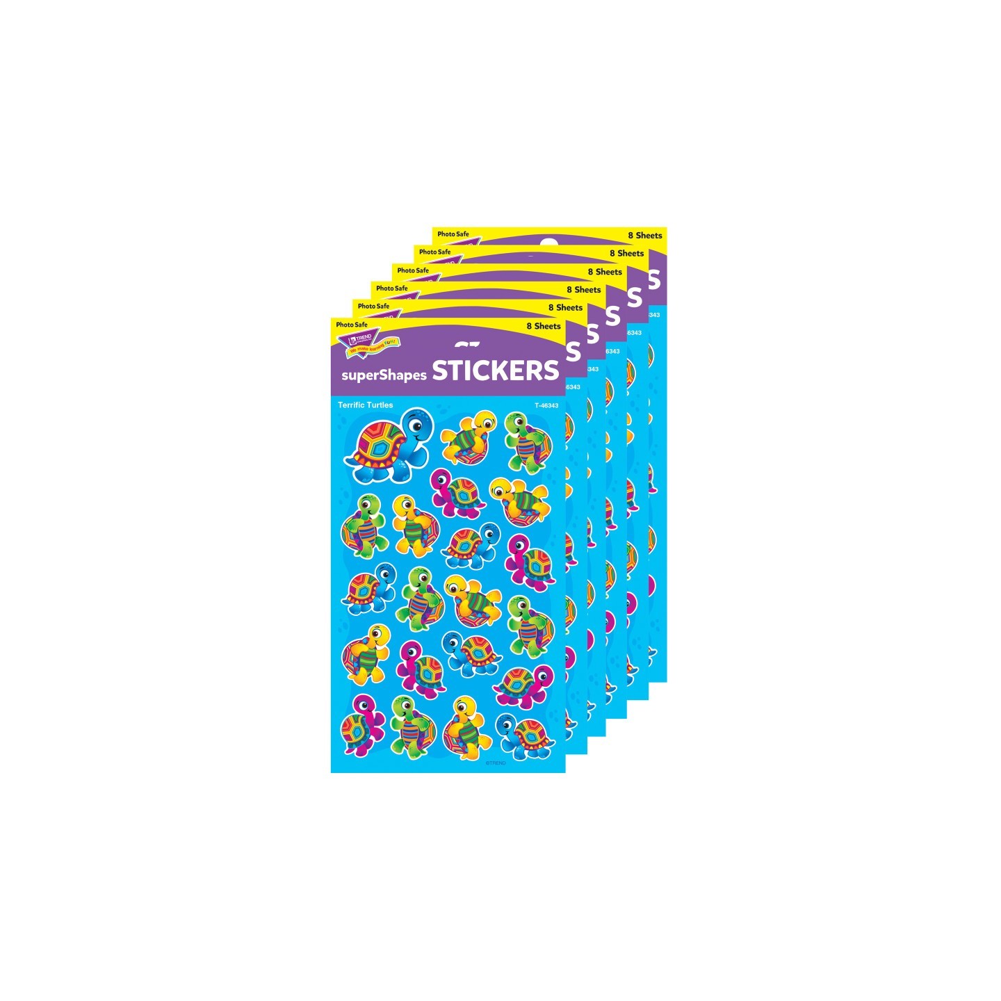 TREND Terrific Turtles superShapes Stickers-Large, 168 Per Pack, 6 Packs