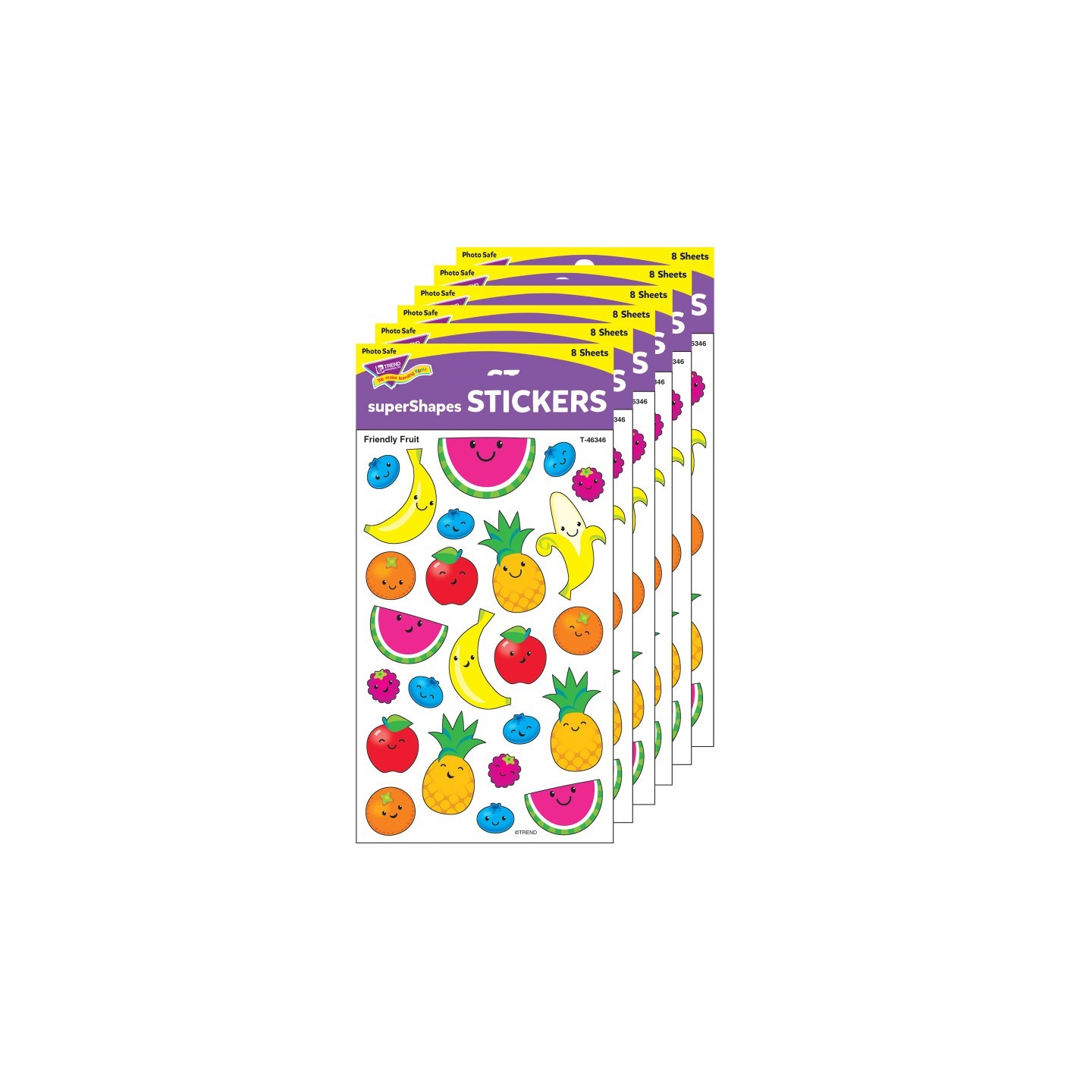 TREND Friendly Fruit superShapes Stickers-Large, 192 Per Pack, 6 Packs