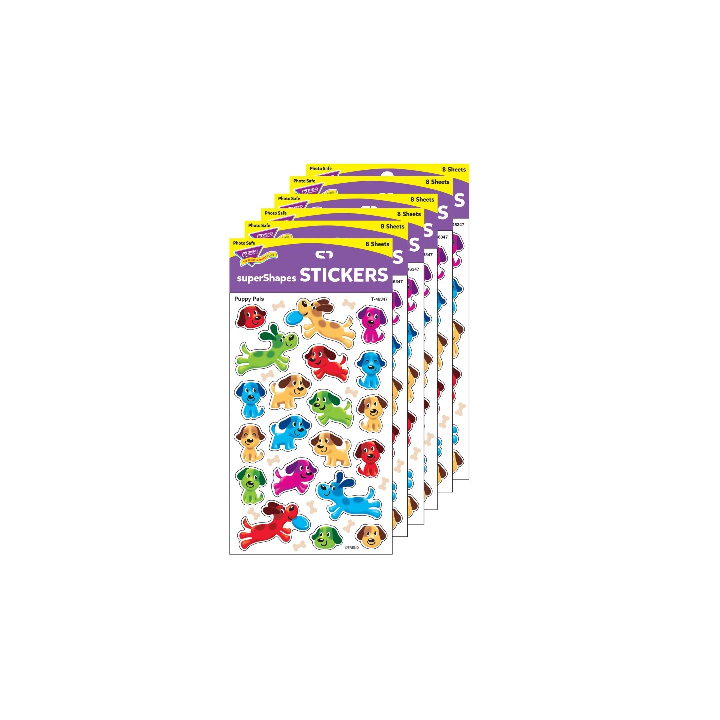 TREND Puppy Pals superShapes Stickers-Large, 160 Per Pack, 6 Packs