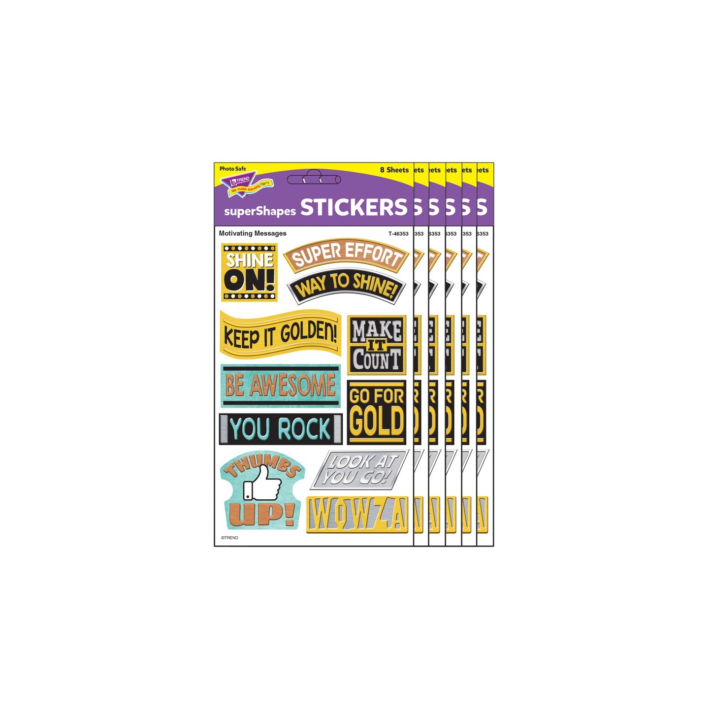 TREND I ♥ Metal Motivating Messages superShapes Stickers - Large, 88 Per Pack, 6 Packs