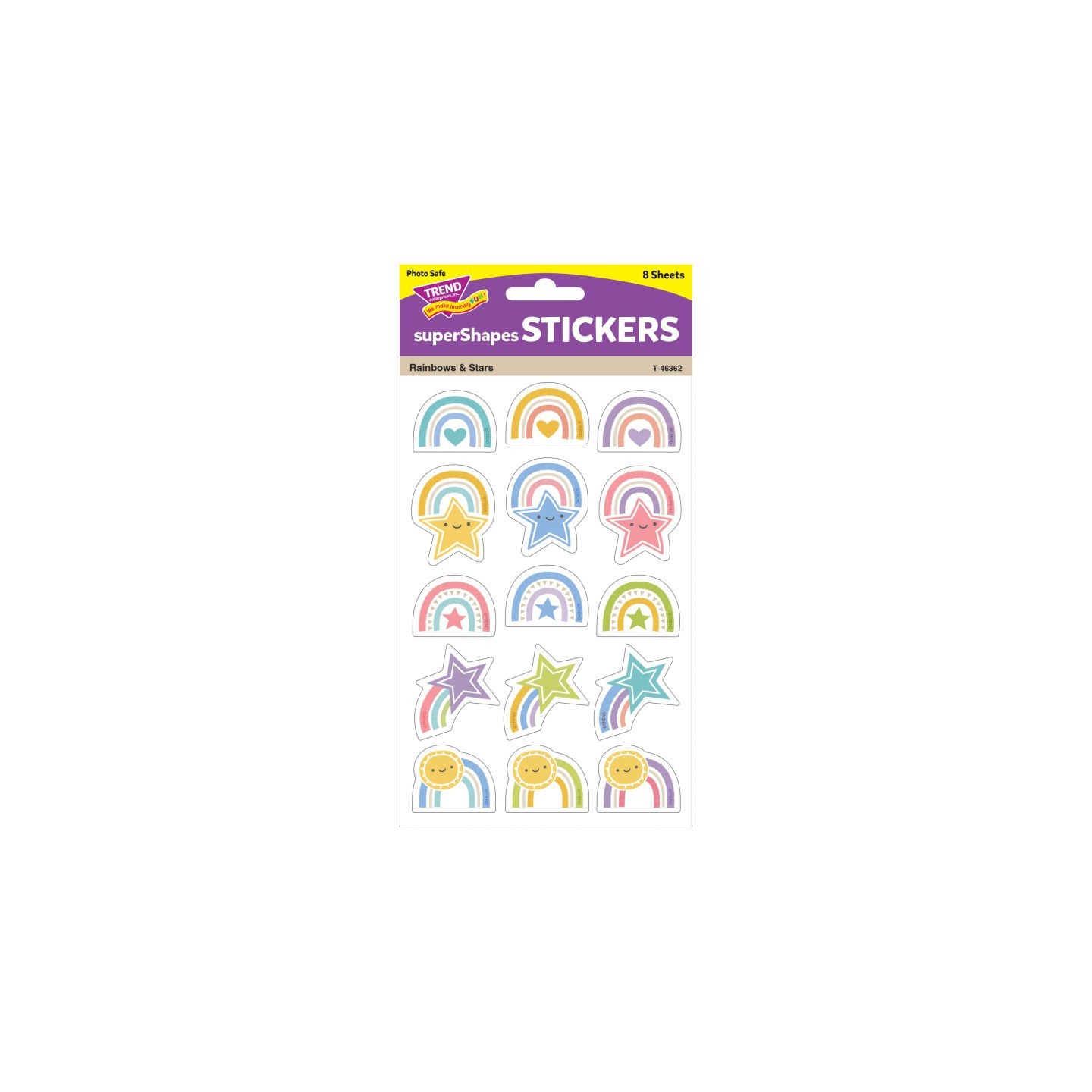 TREND Rainbows & Stars Large superShapes Stickers, 120 Count