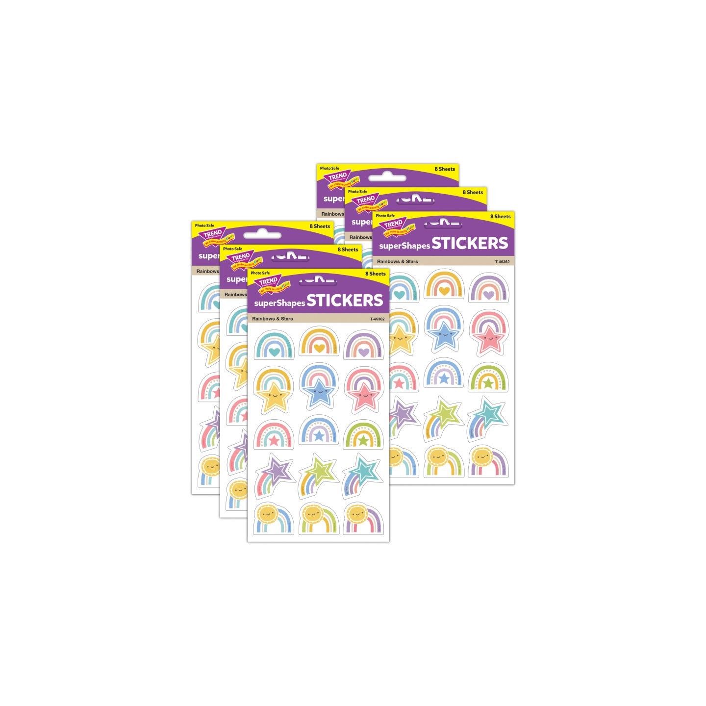 TREND Rainbows & Stars Large superShapes Stickers, 120 Per Pack, 6 Packs
