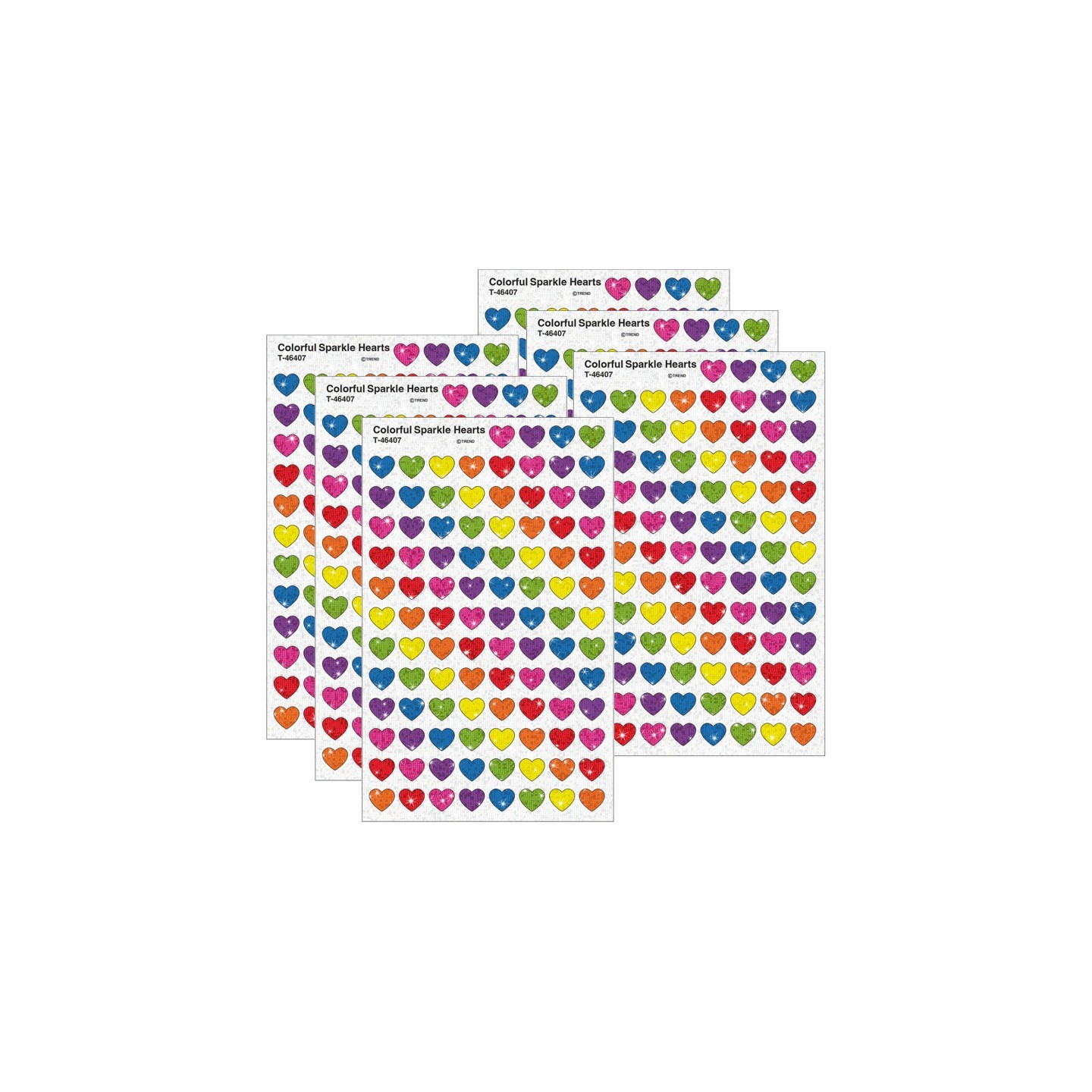 TREND Colorful Hearts Sparkle Stickers®, 400 Per Pack, 6 Packs
