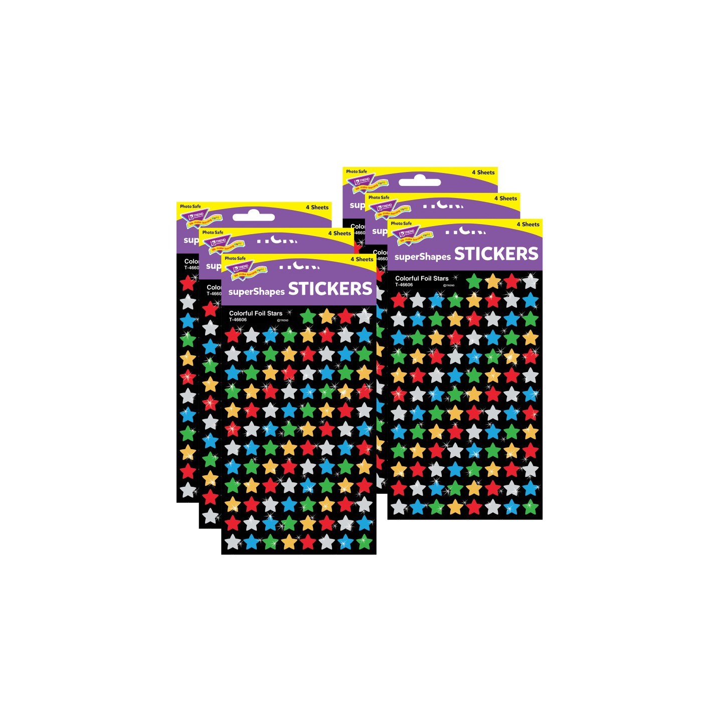 TREND Colorful Foil Stars superShapes Stickers, 400 Per Pack, 6 Packs
