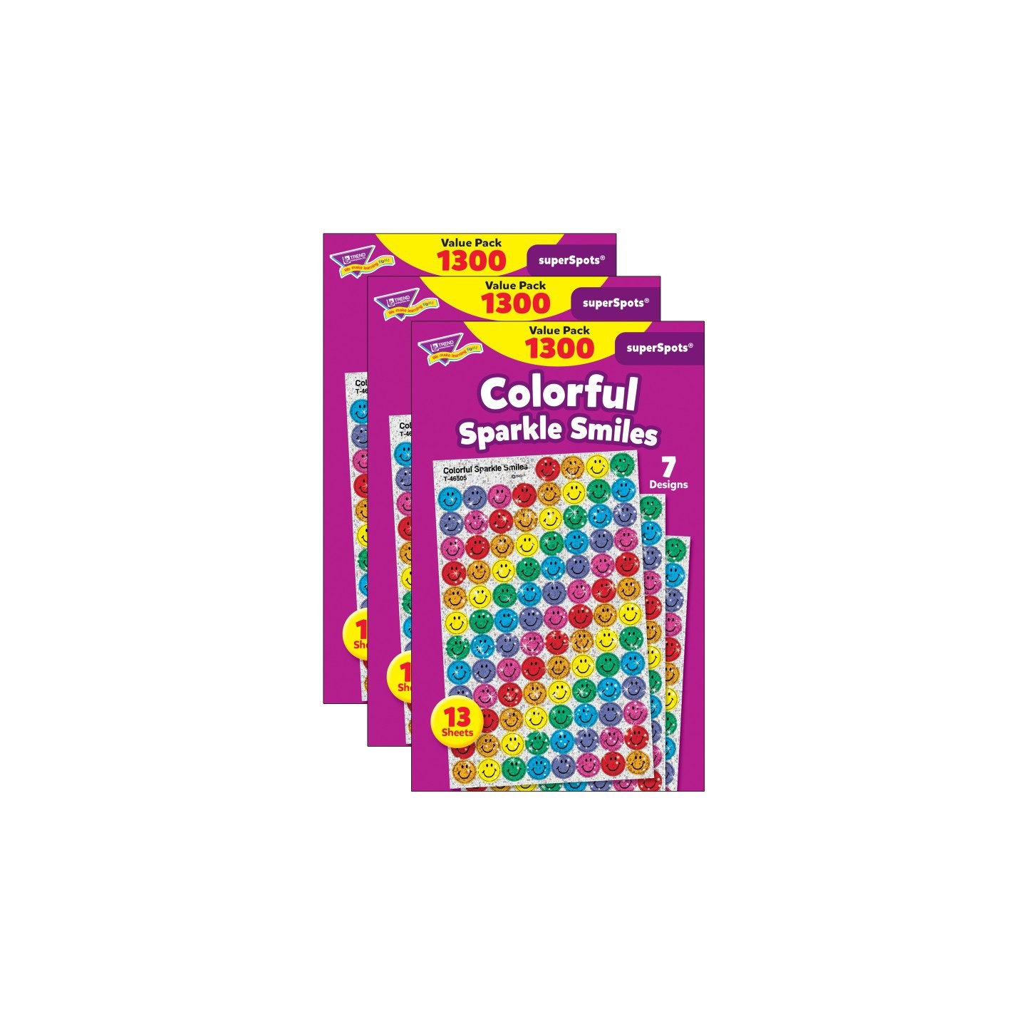 TREND Colorful Sparkle Smiles superSpots® Value Pack, 1300 Per Pack, 3 Packs