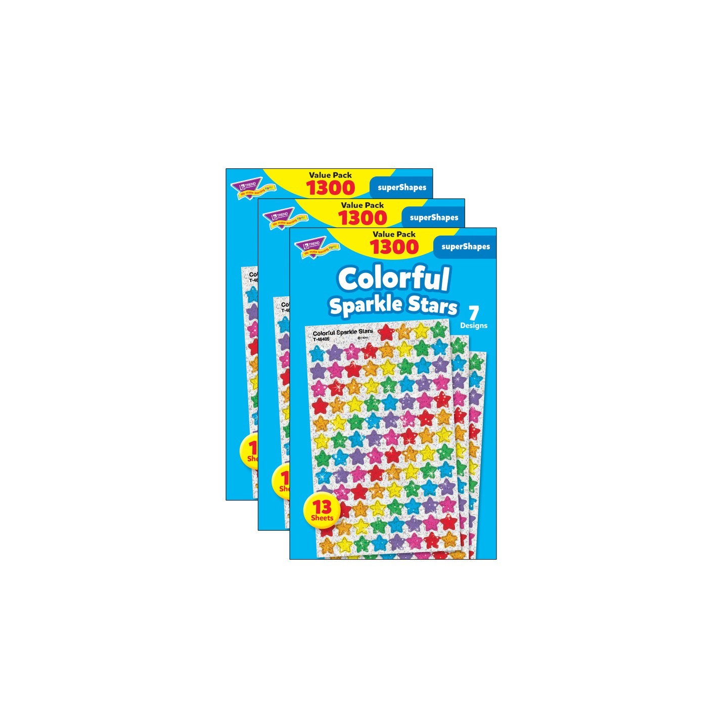 TREND Colorful Sparkle Stars superShapes Value Pack, 1300 Per Pack, 3 Packs