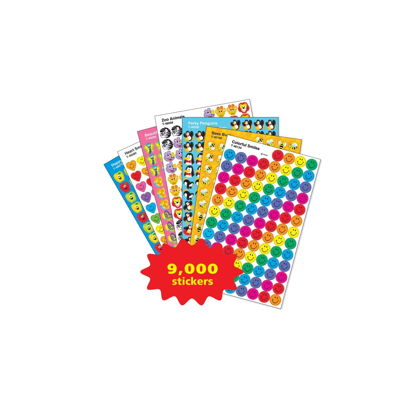 TREND SuperSpots® & SuperShapes Stickers Assortment Pack, 100 Stickers Per Sheet, 90 Sheets