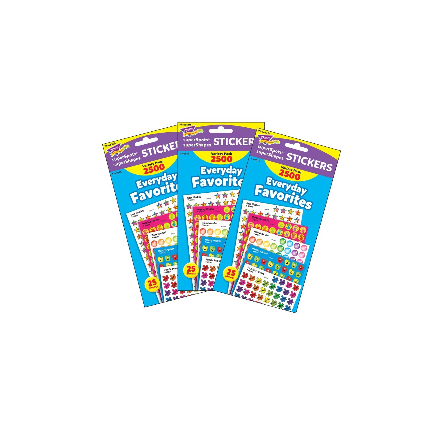 TREND Everyday Favorites superSpots®/superShapes Variety Pack, 2500 Per Pack, 3 Packs