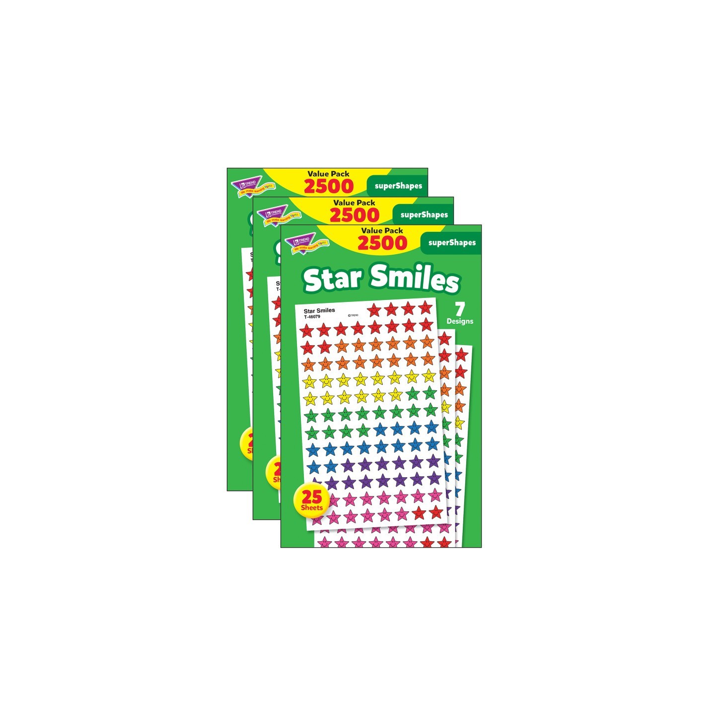 TREND Star Smiles superShapes Stickers Value Pack, 2500 Per Pack, 3 Packs