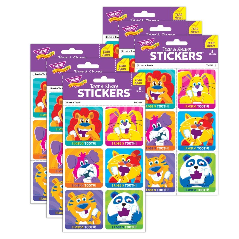 TREND I Lost A Tooth Tear & Share Stickers®, 30 Per Pack, 6 Packs