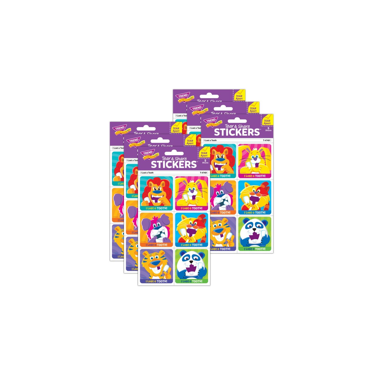 TREND I Lost A Tooth Tear & Share Stickers®, 30 Per Pack, 6 Packs