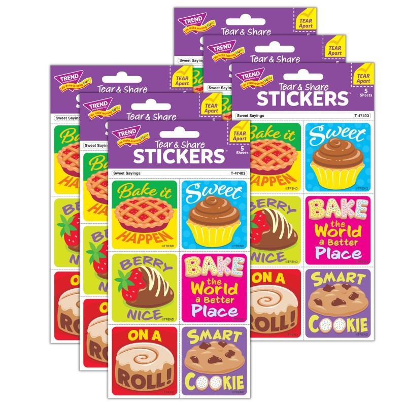TREND Sweet Sayings Tear & Share Stickers®, 30 Per Pack, 6 Packs