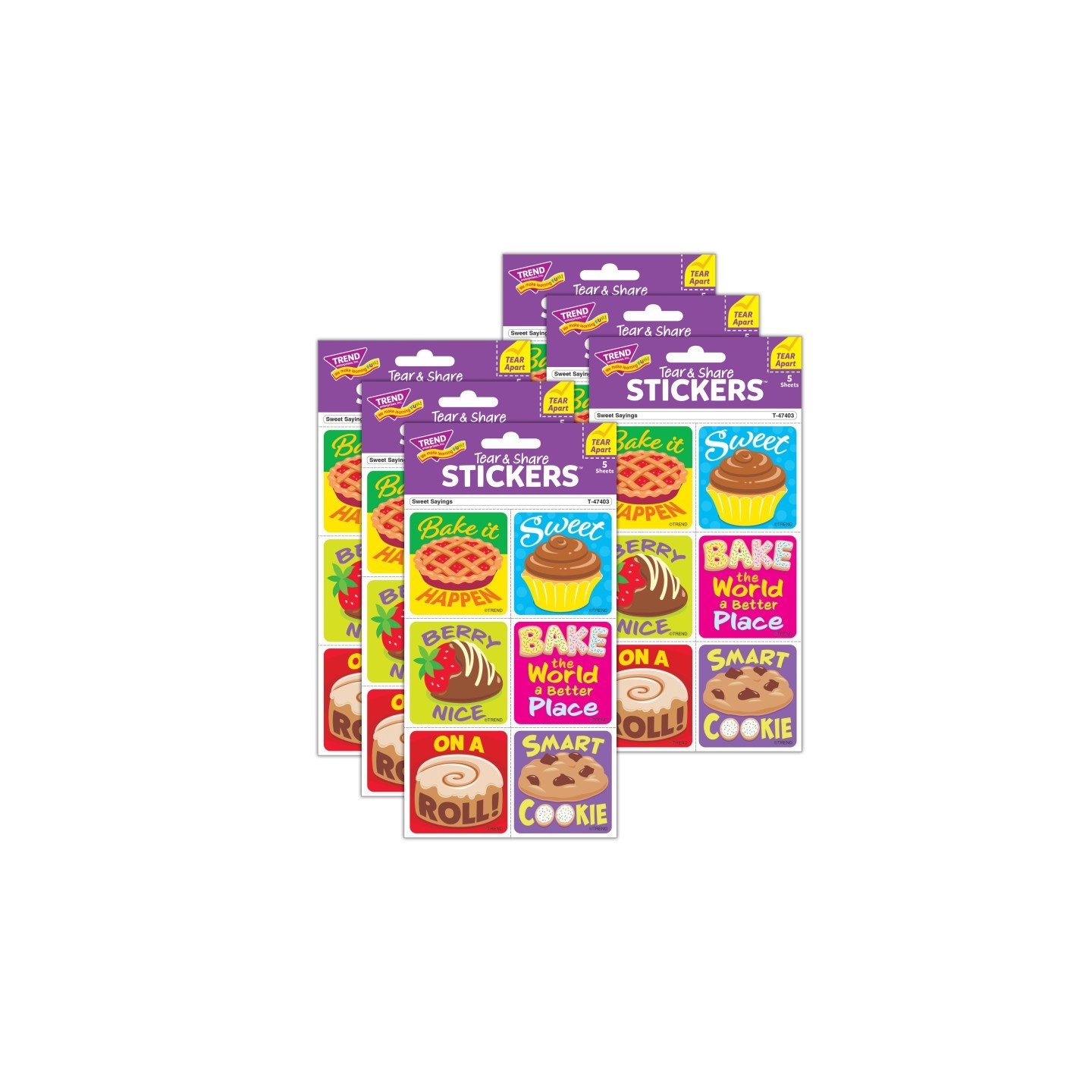 TREND Sweet Sayings Tear & Share Stickers®, 30 Per Pack, 6 Packs