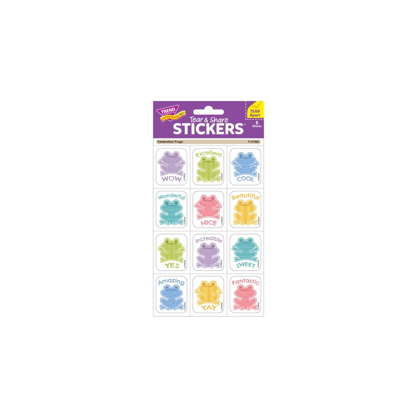 TREND Celebration Frogs Tear & Share Stickers®, 60 Count