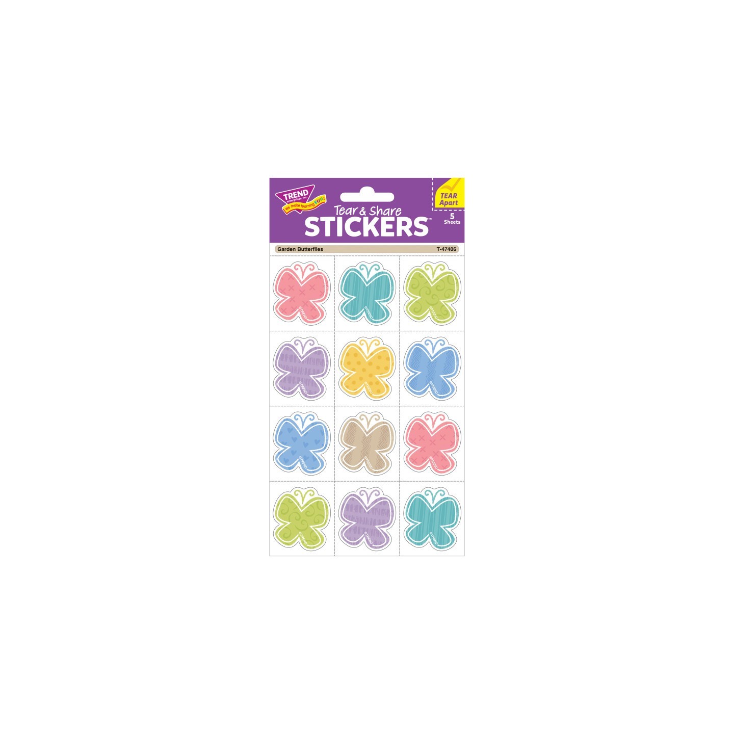 TREND Garden Butterflies Tear & Share Stickers®, 60 Count