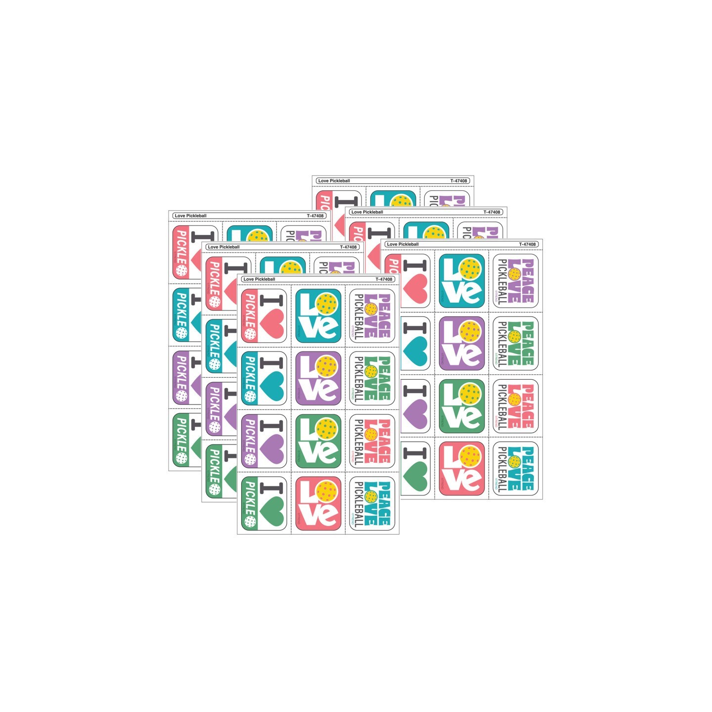 TREND Love Pickleball Tear & Share Stickers™, 60 Per Pack, 6 Packs