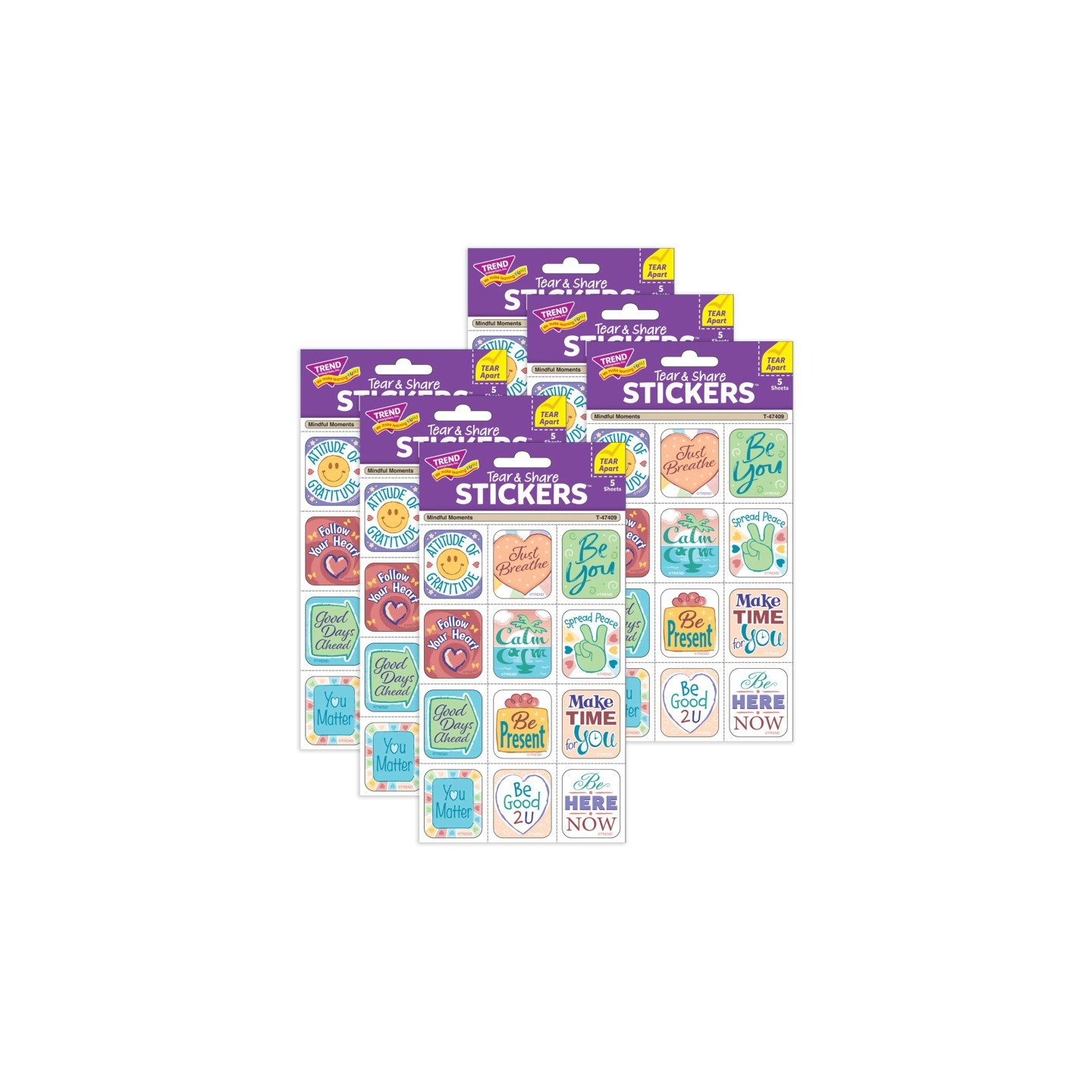 TREND Mindful Moments Tear & Share Stickers™, 60 Per Pack, 6 Packs