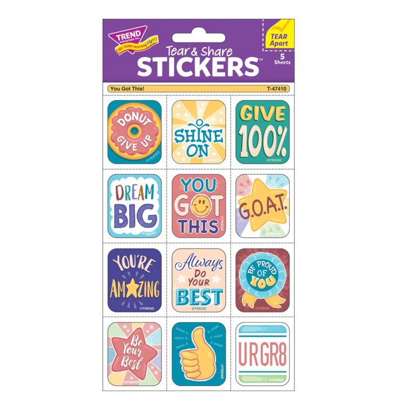 TREND You Got This! Tear & Share Stickers™, Pack of 60
