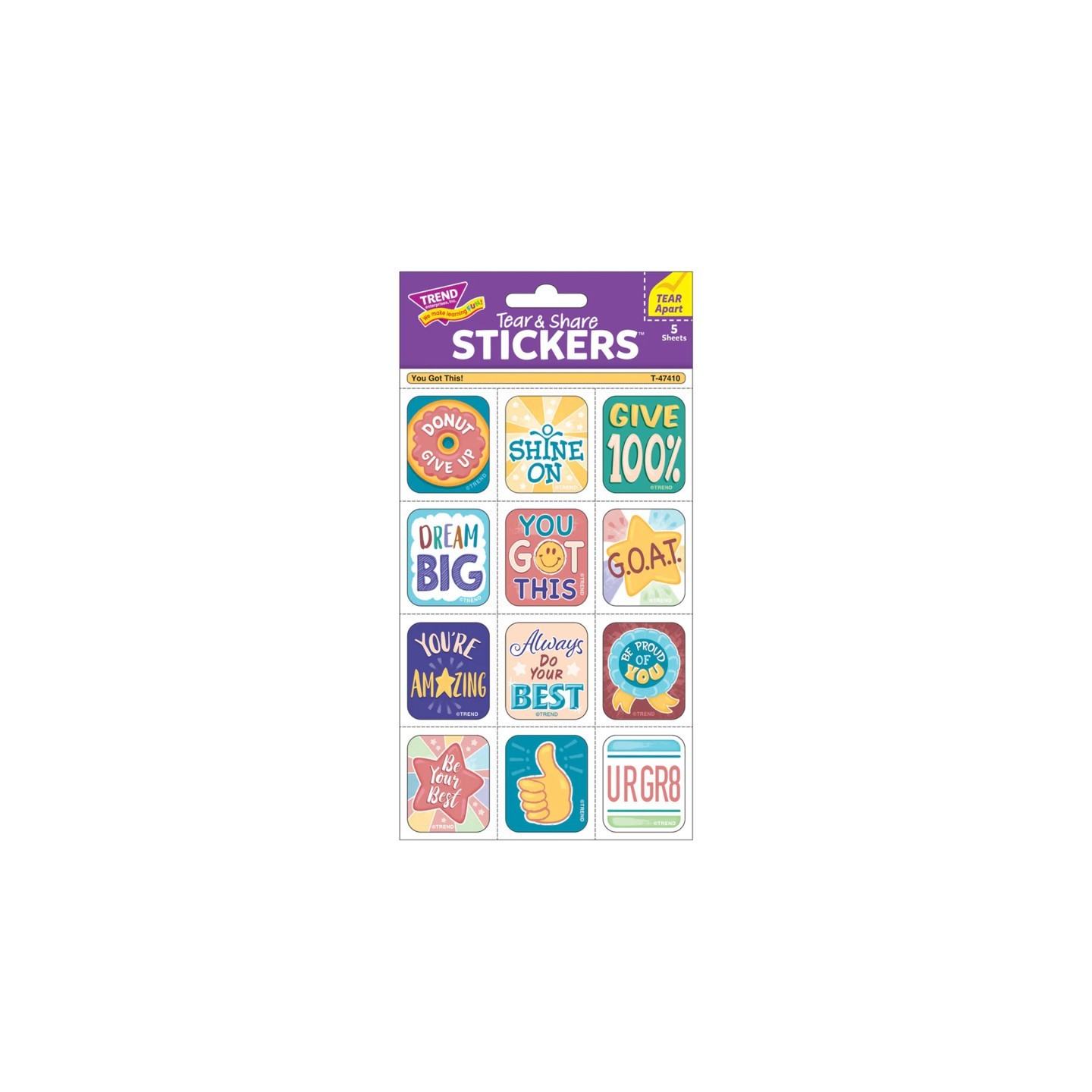 TREND You Got This! Tear & Share Stickers™, Pack of 60