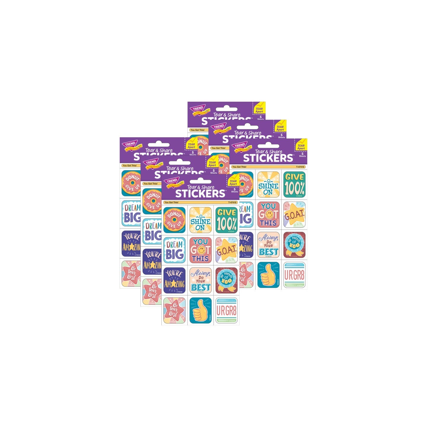 TREND You Got This! Tear & Share Stickers™, 60 Per Pack, 6 Packs