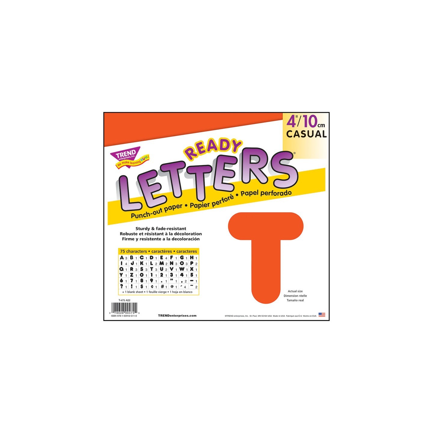 TREND Orange 4" Casual Uppercase Ready Letters®