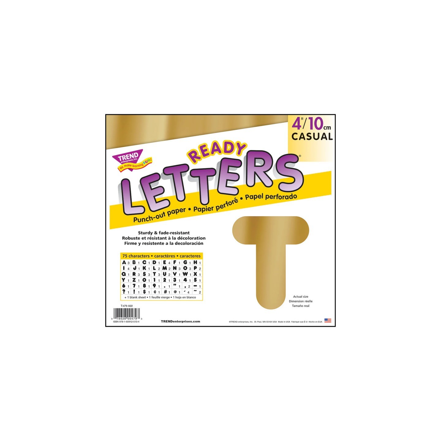 TREND Gold Metallic 4" Casual UC Ready Letters®