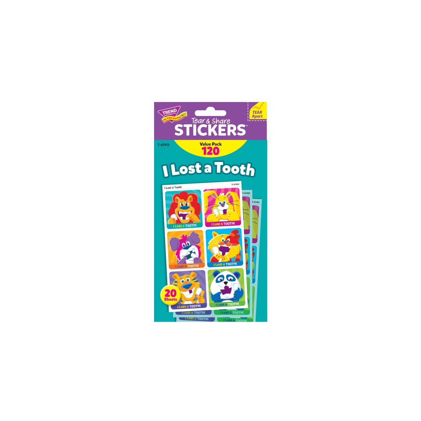 TREND I Lost A Tooth Tear & Share Stickers® Value Pack, 120 Count