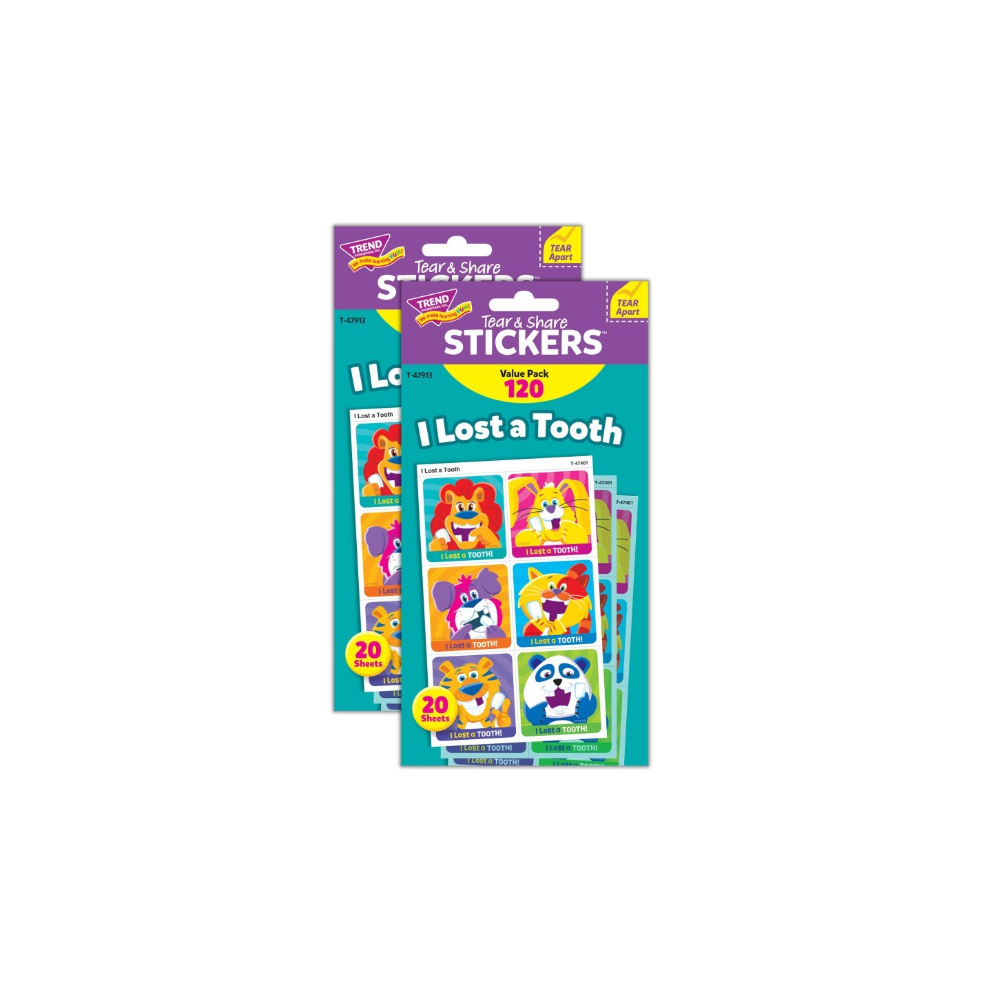 TREND I Lost A Tooth Tear & Share Stickers® Value Pack, 120 Per Pack, 2 Packs