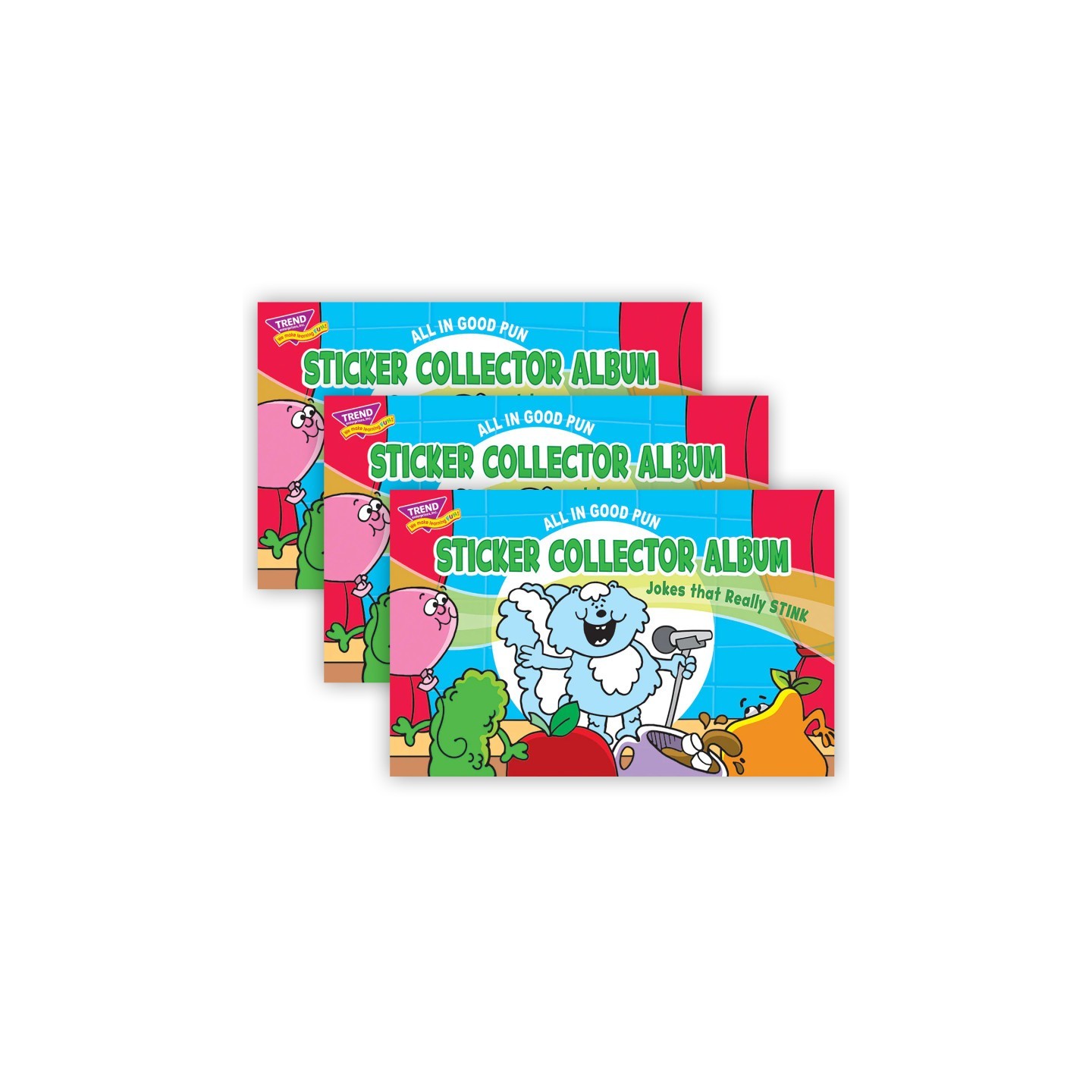 TREND All in Good Pun Sticker Collector Album, 16 Pages, 8.5" x 5.5", Pack of 3