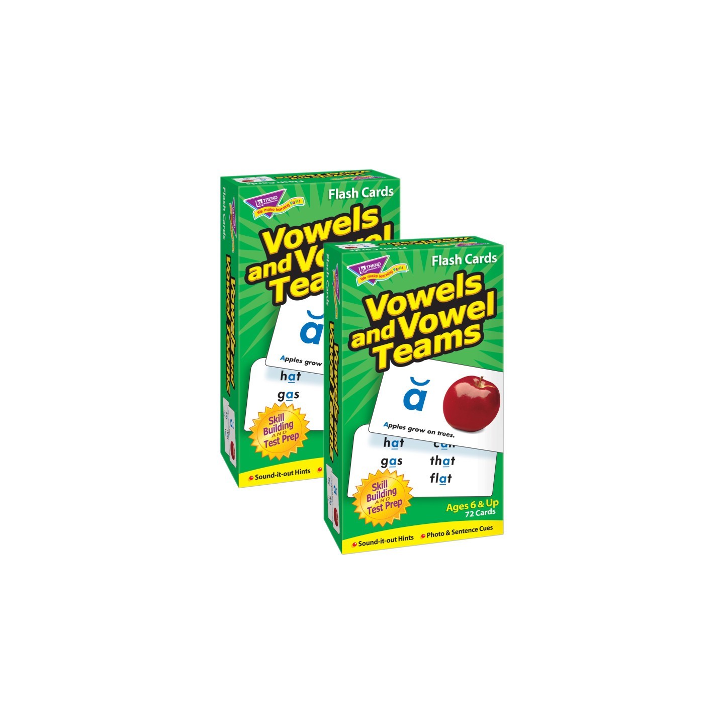 TREND Vowels and Vowel Teams Skill Drill Flash Cards, Pack of 2