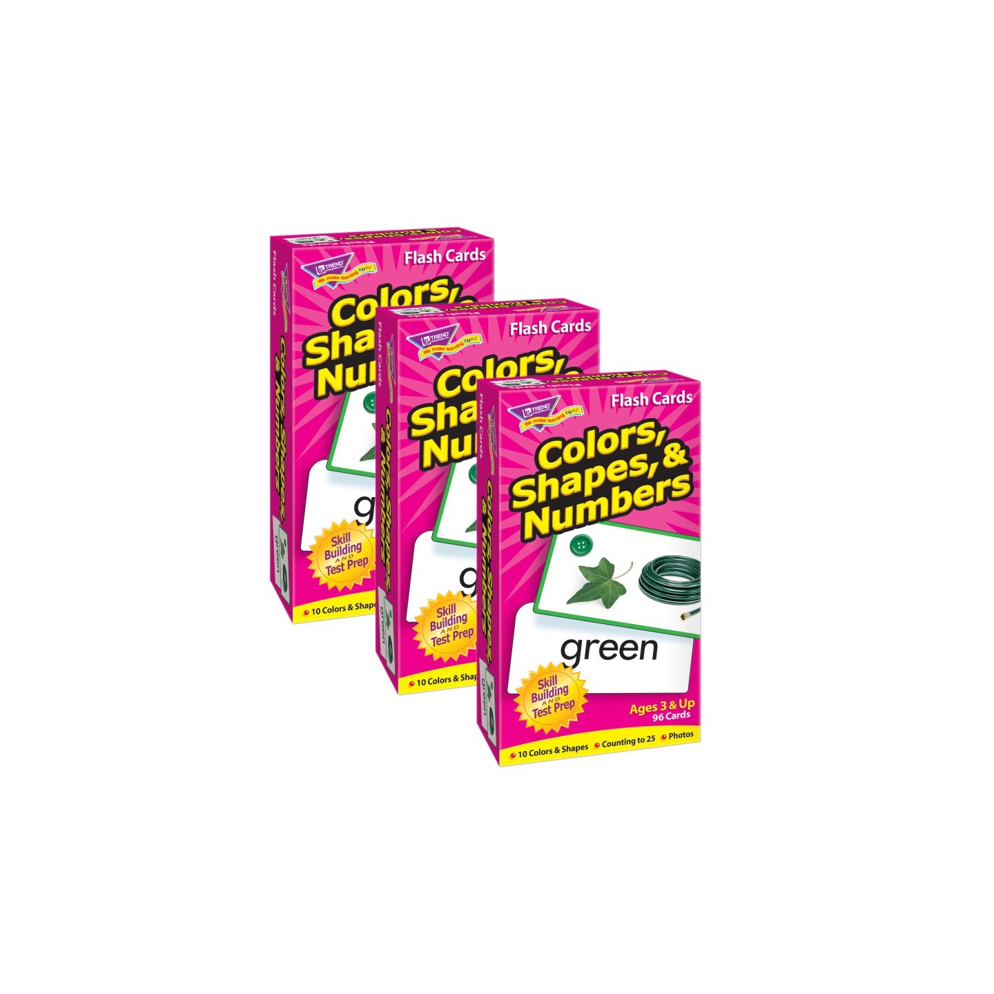 TREND Colors, Shapes, & Numbers Skill Drill Flash Cards, Pack of 3