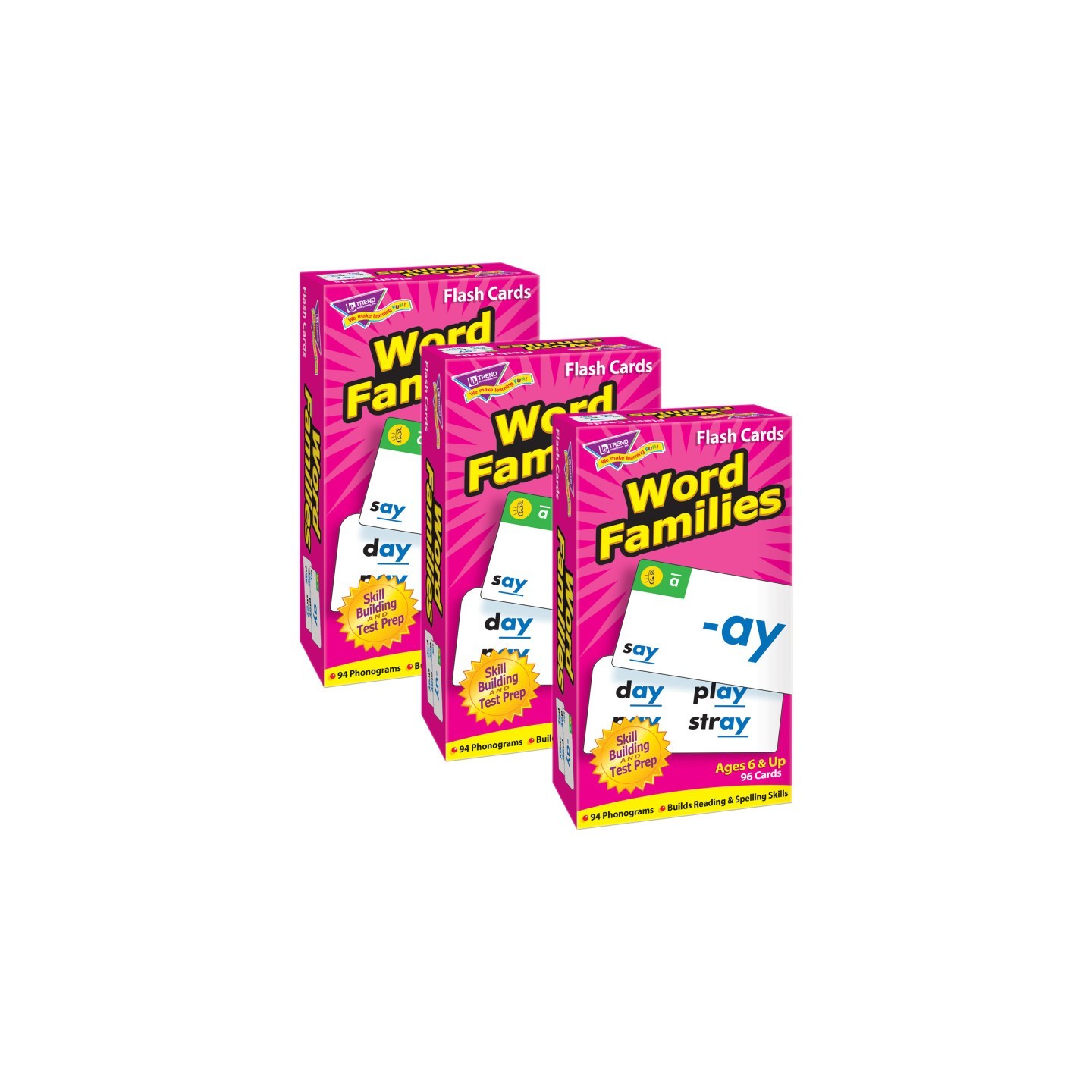 TREND Word Families Skill Drill Flash Cards, 3 Packs