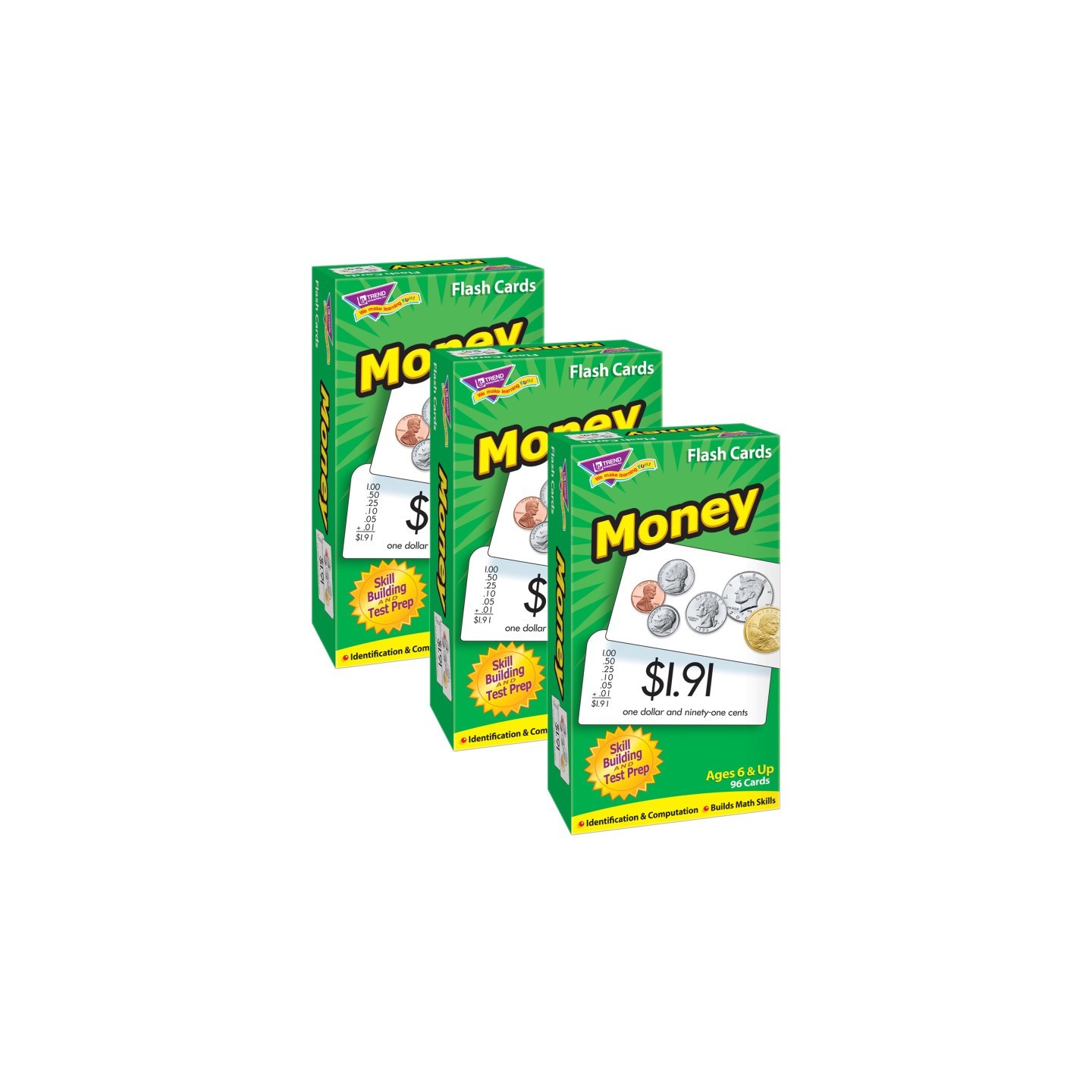 TREND Money Skill Drill Flash Cards, 3 Packs