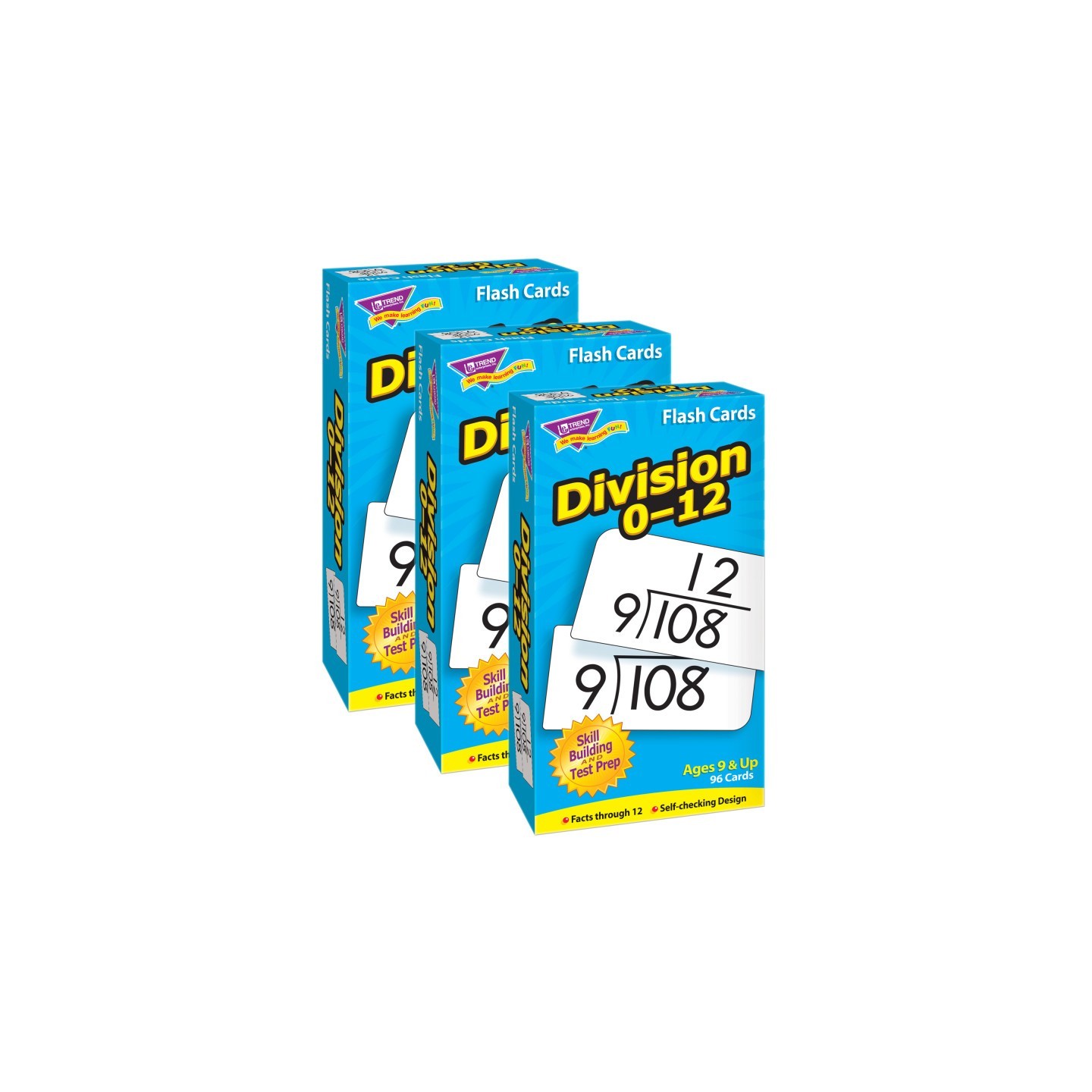 TREND Division 0-12 Skill Drill Flash Cards, Pack of 3
